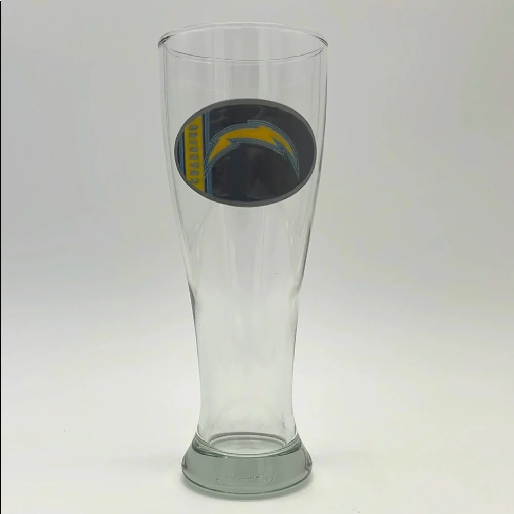 San Diego Chargers Pilsner Glass with Pewter Lightning Bolt Logo Design